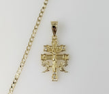Plated Holy Cross of Caravaca 14K 3mm Cuban Chain Necklace