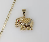 Plated Elephant 14K 3mm Cuban Chain Necklace