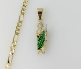 Plated Dainty Multicolor Saint Jude 3mm Figaro Chain Necklace