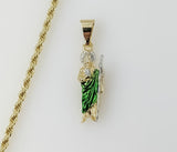 Plated Dainty Multicolor Saint Jude 2mm Rope/Braided Chain Necklace