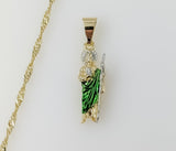 Plated Dainty Multicolor Saint Jude 14K Twist Chain Necklace