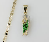 Plated Dainty Multicolor Saint Jude 3mm Flat Mariner Anchor Chain Necklace