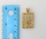 Plated Small Tri-Color Archangel Saint Michael 2mm Star Solid Chain Necklace