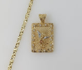 Plated Small Tri-Color Archangel Saint Michael 3mm Star Chain Necklace