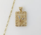 Plated Small Tri-Color Archangel Saint Michael 2.5mm Star Chain Necklace