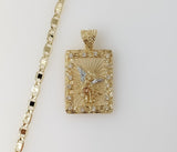 Plated Small Tri-Color Archangel Saint Michael 3mm Flat Mariner Anchor Chain Necklace