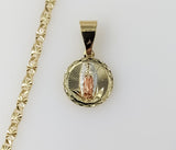 Plated Dainty Tri-Color Virgin Mary 3mm Star Chain Necklace