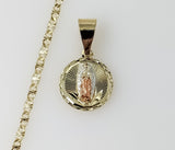 Plated Dainty Tri-Color Virgin Mary 2.5mm Star Chain Necklace