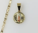 Plated Dainty Tri-Color Virgin Mary 3mm Flat Mariner Anchor Chain Necklace
