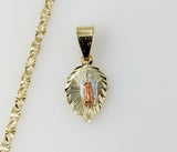Plated Dainty Tri-Color Virgin Mary 3mm Star Chain Necklace