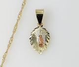 Plated Dainty Tri-Color Virgin Mary 14K Twist Chain Necklace