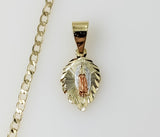 Plated Dainty Tri-Color Virgin Mary 14K 3mm Cuban Chain Necklace
