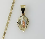 Plated Dainty Tri-Color Virgin Mary 2mm Star Solid Chain Necklace