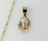 Plated Dainty Tri-Color Virgin Mary 2.5mm Star Chain Necklace