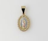 Plated tri-color Dainty Virgin Mary Pendant