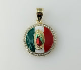 Plated Multicolor Virgin Mary Medal Mexican Our Lady of Guadalupe Round Pendant