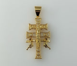 Blinged Holy Cross of Caravaca with Angels Plated Pendant Religious Charm
