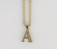 Plated Dainty Letter "A" 3mm Cuban Chain Necklace