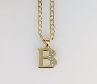 Plated Dainty Letter "B" 3mm Cuban Chain Necklace