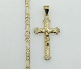 Plated Cross 4mm 14K Diamond Figaro Chain Necklace