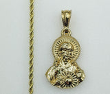 Plated Sacred Heart of Jesus 2mm Rope/Braided Chain Necklace