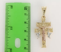 Plated Tri-Color Holy Cross of Caravaca Pendant