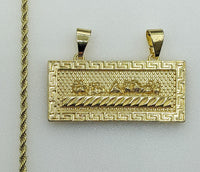 Plated The Last Supper Bar Pendant 2mm Rope/Braided Chain Necklace