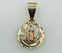 Plated Dainty Mini Tri-Color Virgin Mary Pendant