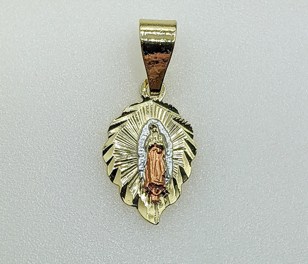 Plated Dainty Mini Tri-Color Virgin Mary Pendant