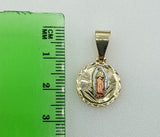 Plated Dainty Tri-Color Virgin Mary 3mm Figaro Chain Necklace