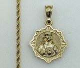 Plated Sacred Heart of Jesus 3mm Rope/Braided Chain Necklace