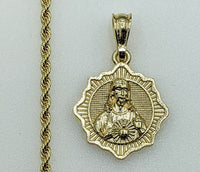 Plated Sacred Heart of Jesus 3mm Rope/Braided Chain Necklace