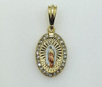 Plated Tri-Color Virgin Mary Pendant