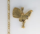 Plated Rooster 4mm 14K Diamond Cut Figaro Chain Necklace