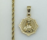 Plated Sacred Heart of Jesus 4mm Rope/Braided Chain Necklace
