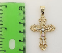 Plated Tri-Color Cross 2mm Rope/Braided Chain Necklace