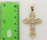 Plated Tri-Color Cross 2mm Rope/Braided Chain Necklace