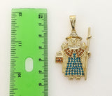 Plated Holy Infant of Atocha 4mm 14K Diamond Cut Figaro Chain Necklace