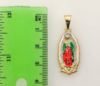 Plated Multicolor Virgin Mary 2mm Rope/Braided Chain Necklace
