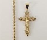 Plated Cross 3mm Rope/Braided Chain Necklace