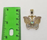 Plated Tri-Color Butterfly 4mm 14K Diamond Figaro Chain Necklace