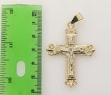 Plated Tri-Color Cross 4mm 14K Diamond Cut Figaro Chain Necklace