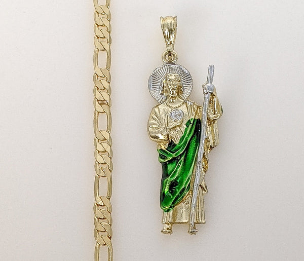 Plated Multicolor Saint Jude 5mm Figaro Chain Necklace