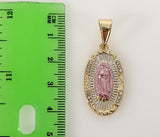 Plated Tri-Color Virgin Mary Pendant