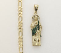 Plated Saint Jude 5mm Figaro Chain Necklace