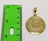 Plated Aztec Calendar 3mm Figaro Chain Necklace