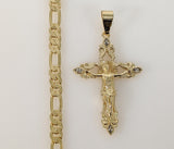 Plated Cross 5mm Figaro Chain Necklace