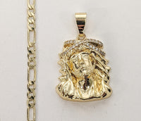 Plated Jesus 4mm Figaro Chain Necklace
