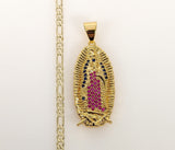 Plated Virgin Mary 3mm Figaro Chain Necklace