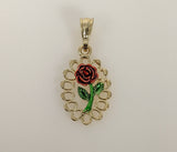 Plated Multicolor Rose Flower Pendant